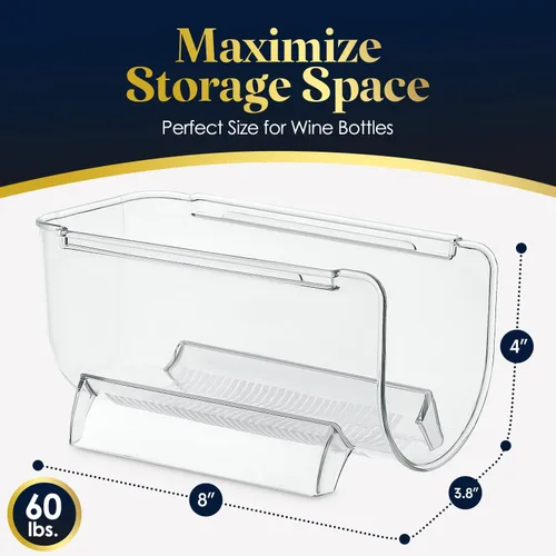 Vista 4 de Homeries Organizador de botellas de vino y agua, estante apilable para encimeras de cocina, mesa, despensa, refrigerador, bares, acrílico, estante
