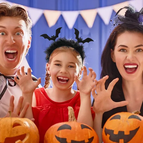 Vista 5 de Diadema de Halloween con diseño de murciélago negro para mujeres y niñas, accesorios para el cabello, cosplay, maquillaje, fiesta, fotos, decoración