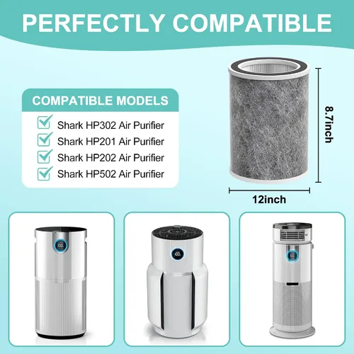 Vista 2 de HP202 Filtro de repuesto compatible con Shark HP201, HP202, HP302 UA205, AP1000 y para purificador de aire Shark HC501, HC502 MAX, filtro HEPA