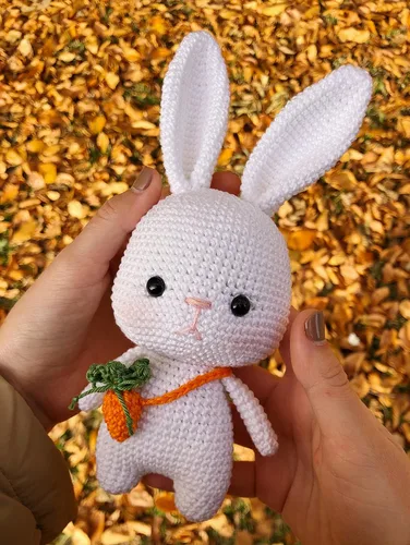 Vista 2 de Baby Amigurumi White Bunny Crochet toy Rabbit Nursery Decor Animal Cotton Animals Toddler Eco Friendly Stuffed Kids Children Gifts Ideas Handmade