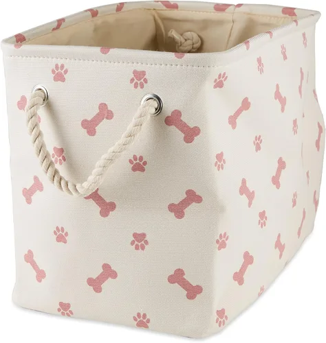 Vista 27 de Bone Dry Pet Storage Collection - Estampado de patas y huesos, rectángulo pequeño, 14 x 8 x 9 pulgadas, color negro