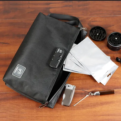 Vista 8 de FIREDOG Bolsas impresas a prueba de olores con cerradura de combinación, forro de carbono, a prueba de olores, contenedor para almacenamiento