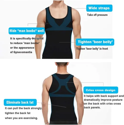 Vista 2 de Camiseta sin mangas de compresión para hombre, adelgazante, chaleco para abdominales
