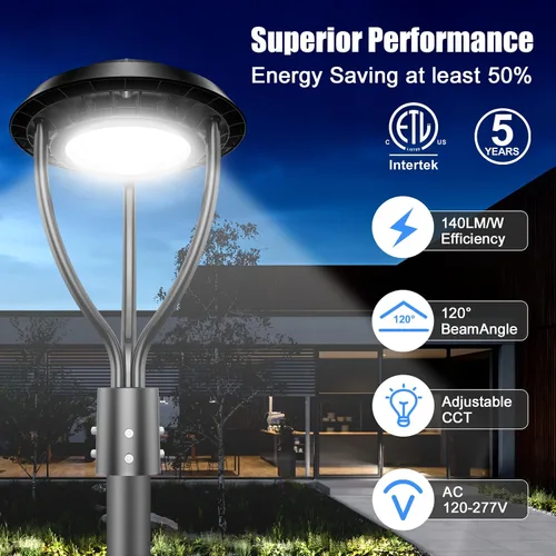 Vista 2 de Luz LED de poste superior de 60 W con fotocélula, 60 W, 48 W, 36 W, ajustable, 8400 lúmenes, CCT ajustable 3000/4000/5000K, luces de poste al aire