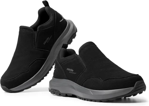 Vista 3 de FitVille Zapatos anchos de senderismo para hombre, zapatos de senderismo para caminar, tenis de senderismo con soporte de arco