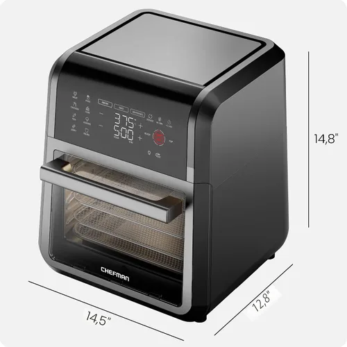 Vista 9 de Chefman Horno freidora de aire 5 en 1 de 12 cuartos de galón con temporizador digital, pantalla táctil y 12 ajustes preestablecidos, horno