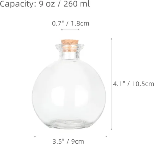 Vista 2 de Magic Season Botellas de vidrio decorativas con tapones de corcho - Botellas de poción de 8.8 fl oz (6 piezas)