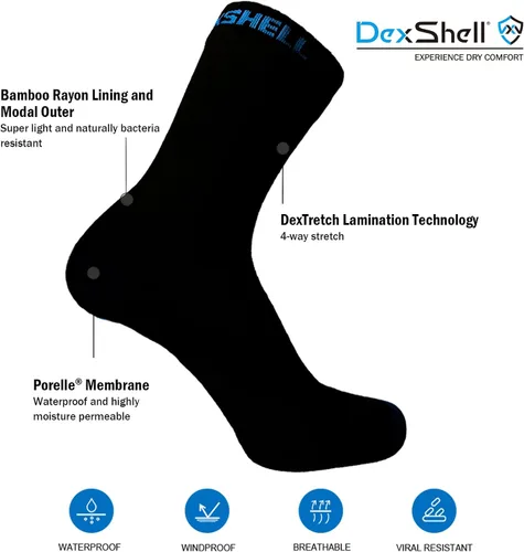 Vista 3 de DexShell Calcetines de rayón de bambú ultra finos impermeables y transpirables