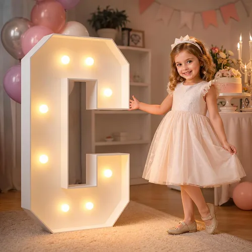 Vista 32 de imprsv Letras iluminadas grandes de 3 pies, letras iluminadas de marquesina para fiesta de cumpleaños (3 pies, letra y )