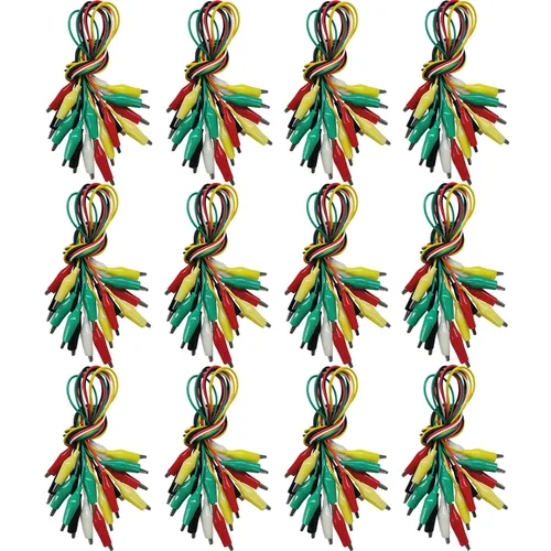 Vista 9 de 10 clips eléctricos de cocodrilo de alta calidad, 5 cables de prueba de colores con sondas de prueba, cables de puente de cocodrilo con clips