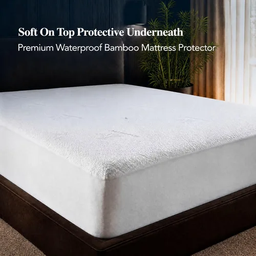 Vista 5 de Protector de colchón individual impermeable de mezcla de bambú sin ruido