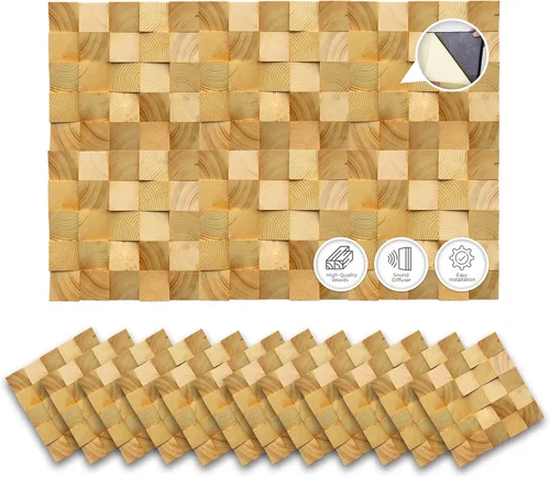 Vista 13 de 1 Panel de arte de pared de madera de Finlandia de alto grado estilo bloque estético Difusor de sonido acústico STC 27 Decoración para el hogar