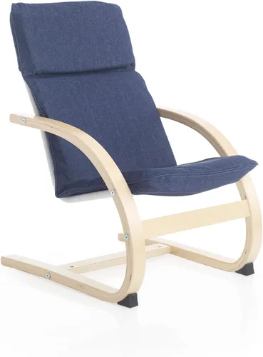 Vista 6 de Guidecraft Kiddie Rocker - Silla de madera acolchada azul para niños pequeños - Muebles para el hogar y la escuela para niños