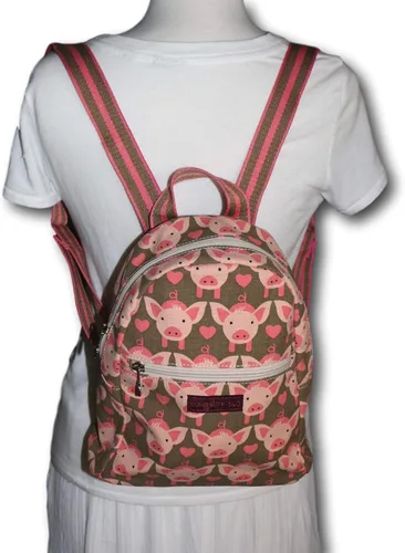 Vista 5 de Bungalow 360 Mini mochila para adultos, Cerdo, Mochila pequeña estilo mini