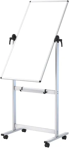 Vista 2 de VIZ-PRO Pizarra magnética móvil de doble cara, 48 x 24 pulgadas, orientación vertical, marco de aluminio y soporte Caballete de borrado en seco
