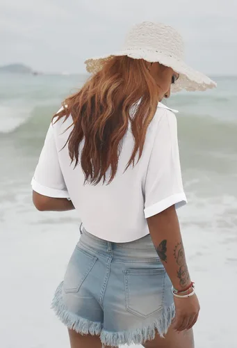 Vista 4 de GOBLES Camisas de verano de manga corta para mujer, cuello en V, nudo de murciélago, blusas