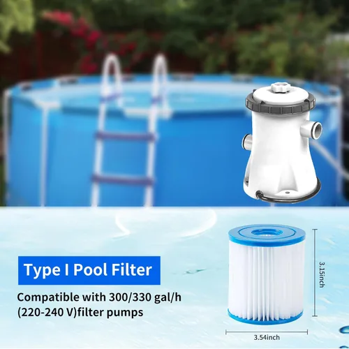 Vista 2 de Cartucho de filtro de piscina tipo I de alta eficiencia para olas de verano 300/330 gal. Bomba de filtro, filtro de piscina pequeño de uso