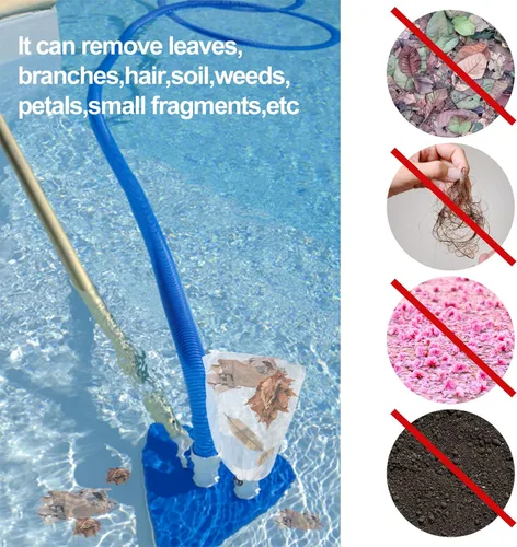 Vista 2 de Paquete de 4 bolsas de filtro al vacío de piscina para aspiradoras de hojas, bolsa de malla fina de 12 x 8.8 pulgadas con cordón de bloqueo, filtro