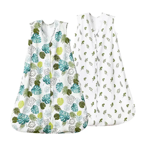 Vista 12 de david's kids Saco de dormir 100% algodón orgánico para bebé de 6 a 12 meses, mantas suaves para bebé con cremallera de 2 vías, paquete de 2 cómodos