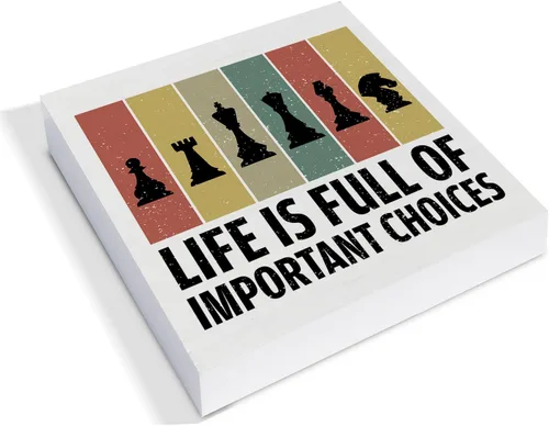 Vista 2 de Life is Full of Important Choices - Cartel de madera de ajedrez para decoración de escritorio, caja de madera de ajedrez, letrero de bloque rústico