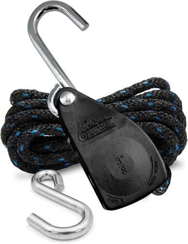 Vista 7 de Rope Ratchet Sistema de polea de bloque y aparejos de 3/8", Polipasto ajustable para equipo de elevación, Plataforma de utilidad al aire libre