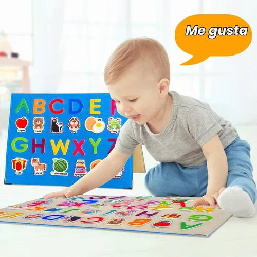 Vista 6 de Juego de tablas de franela de fieltro plegables e independientes para niños pequeños, con 75 letras de aprendizaje de fieltro, piezas de números