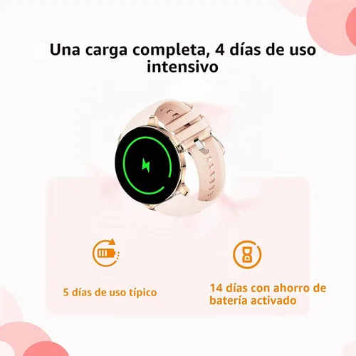 Vista 5 de Reloj inteligente para mujer de 1.43 pulgadas, pantalla AMOLED, funciona con Android/iPhone, resistente al agua IP68, batería de larga duración Oro