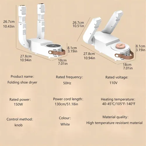 Vista 7 de Secador de botas de trabajo, calentador de botas, secador de zapatos telescópico con temporizador inteligente, secadora de zapatos y desodorizador