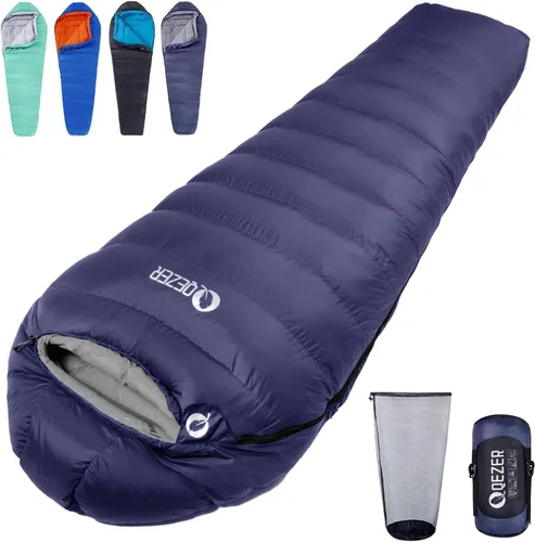 Vista 11 de Down Sleeping Bag for Adults, 0 Degree Warm Winter Mummy Lightweight Compact Outdoor Sleeping Bag for Camping Backpacking Hiking, Cold and Warm