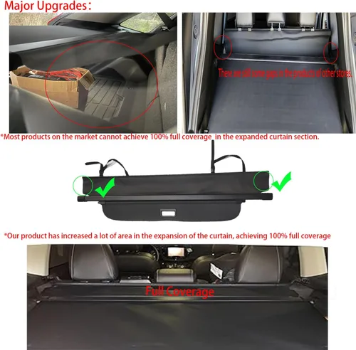 Vista 2 de kaungka Cubierta Protectora de Carga Compatible con Honda CRV 2023 2024 (Incluye Híbrido) Escudo Trasero del Maletero Negro Duradero Retráctil