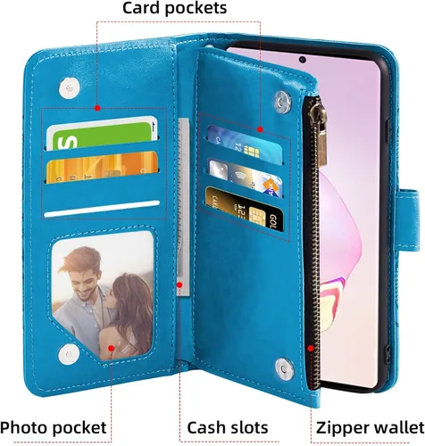 Vista 3 de Asuwish Funda compatible con Samsung Galaxy Note 20 Ultra Glaxay Note20 Plus 5G y protector de pantalla de vidrio templado con tapa para Gaxaly Azul