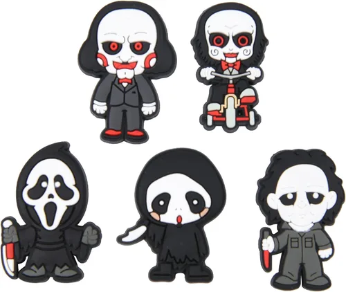 Vista 4 de Dijes de zapatos de Halloween para zapatos de terror accesorios de decoración pulseras para niños niñas adultos regalos de fiesta de cumpleaños
