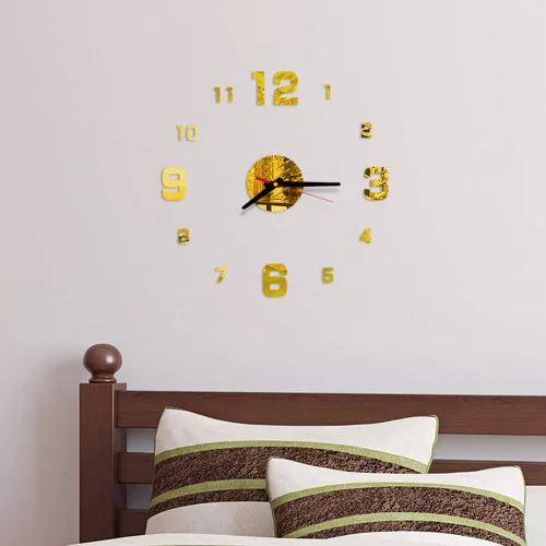 Vista 4 de AkoMatial Reloj de pared con efecto espejo acrílico 3D con efecto de espejo, calcomanía para decoración mural para el hogar y el dormitorio