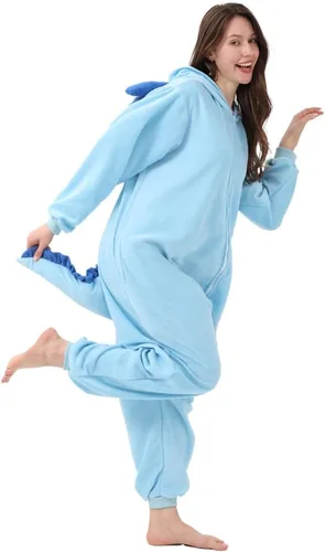 Vista 4 de drafform Unisex Adult Axolotl Onesie Pajamas Halloween Cosplay Costume Animal One-Piece Jumpsuit Party Sleepwear Homewear