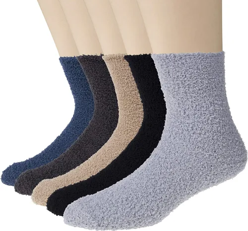Vista 7 de YSense 5-6 Pairs Mens Fuzzy Socks Winter Slipper Fleece Socks Men