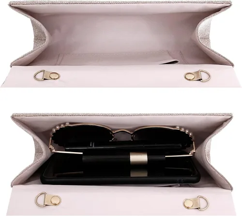 Vista 9 de Naimo - Deslumbrante bolsa pequeña de solapa, con cadena desmontable para eventos nocturnos.