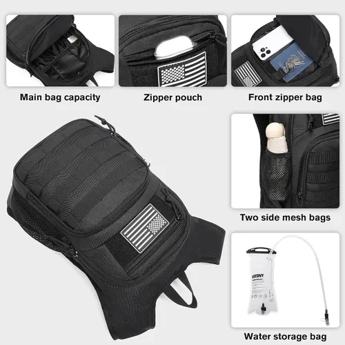 Vista 6 de Mochila de Hidratación Wotony con Vejiga de Agua para Senderismo Paquete de Hidratación Táctico para Hombres Mujeres Mochila de Agua Molle