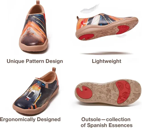 Vista 3 de UIN Zapatos de viaje para caminar para hombre, sin cordones, de lona, informales, ligeros, cómodos y modernos, diseño de perritos felices Ahhhhh