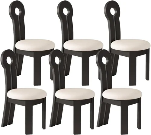 Vista 55 de YVYKFZD Dining Chairs Set, Solid Wood Dining Room Chair, Upholstered Kitchen Chairs, Unique Key-Shaped Living Room Chair, for Offices Bedroom Study