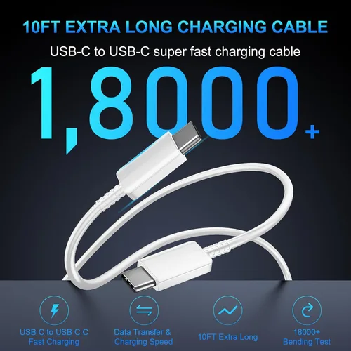 Vista 5 de Cargador para iPhone 18 Pro Max de carga rápida, 60 W iPhone Duo USB C Blanco