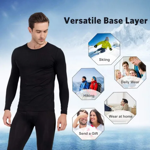 Vista 4 de MANCYFIT Camisas térmicas para hombre con forro polar y manga larga