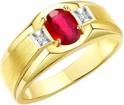 Vista 3 de Rylos Anillos para hombre, chapados en oro amarillo, plata clásica, 0.27 x 0.19 pulgadas, con piedras preciosas ovaladas y diamantes brillantes