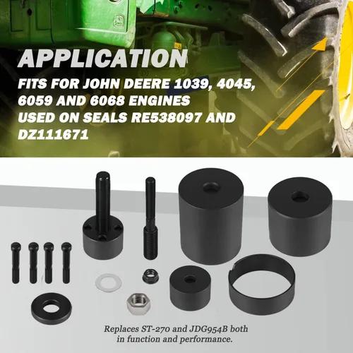Vista 2 de Camoo Instalador de engranajes de cigüeñal y sello de cigüeñal delantero apto para motores John Deere 1039, 4045, 6059 y 6068 alternativos JDG954B