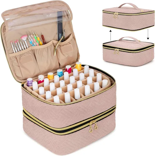 Vista 9 de LUXJA Organizador de esmalte de uñas desmontable de 2 capas, 60 botellas, Negro Se adapta a botellas de esmalte de uñas de 0.5 onzas líquidas