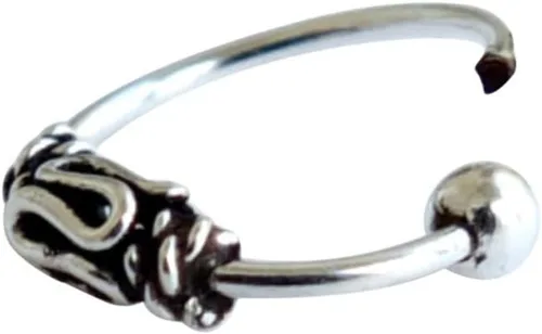Vista 7 de Anillos de nariz o aros de hélice pequeños de plata esterlina con cuentas de 0.315 in y estilo Bali, 22G Hecho a mano Juego de 3 aros 0.315