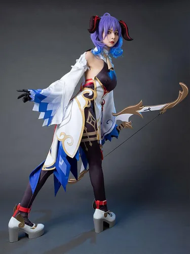 Vista 2 de Cosfun Genshin Impact Venti Keqing Mona Lisa Albedo Ganyu - Disfraz de cosplay de múltiples funciones Jacquard Upgrade Ver