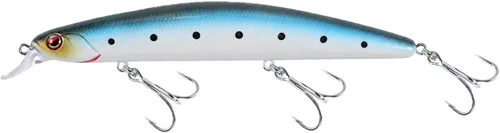 Vista 17 de LITTMA Señuelos de pesca de surf de California Señuelos de pesca de agua salada Jerkbait Crankbait Surf Minnow 110 - Sardina metálica Super Glow
