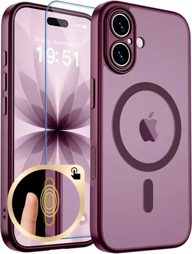 Vista 22 de zapica Funda magnética para iPhone Air, con protector de pantalla de vidrio templado, compatible con MagSafe, translúcida mate, a prueba de golpes