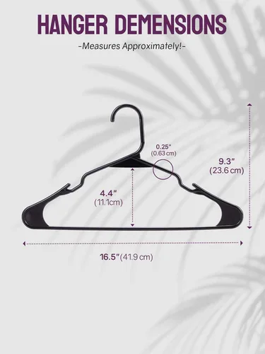 Vista 7 de Perchas de plástico negras fabricadas en Estados Unidos, paquete de 100 perchas para ropa con ranuras para los hombros, ahorro de espacio