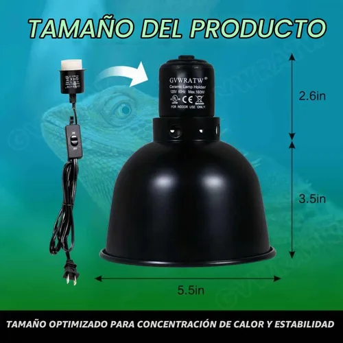 Vista 7 de Lámpara de reptil de cúpula poco profunda de 5.5 pulgadas, adecuada para bombillas UVB y bombillas de calor que disfrutan, máximo 160 W.
